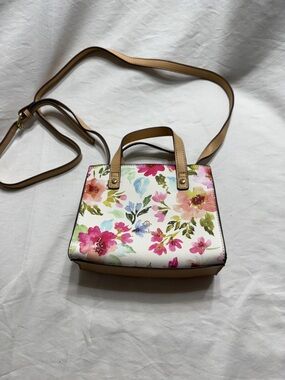 Nanette Lepore Floral Crossbody Bag Mini Satchel Pink White Spring Purse Cute